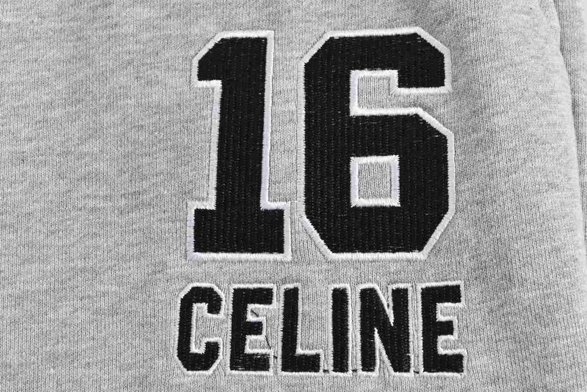 CelineCeline 23ss embroidered letter shortsCEL Celine 23ss letter embroidery shorts, skateboarding college style on line, the fabric is made of cotton terry fabric, embroidery using three-dimensional technology, the uppe