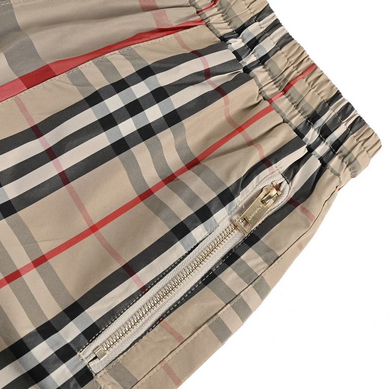 BurberryBurberry 23ss new spliced plaid beach shortsFabric original customized, functional twill fabric, ready-to-wear 100% positioning on the strip to the grid, very time-consuming waste, density feel and the original t