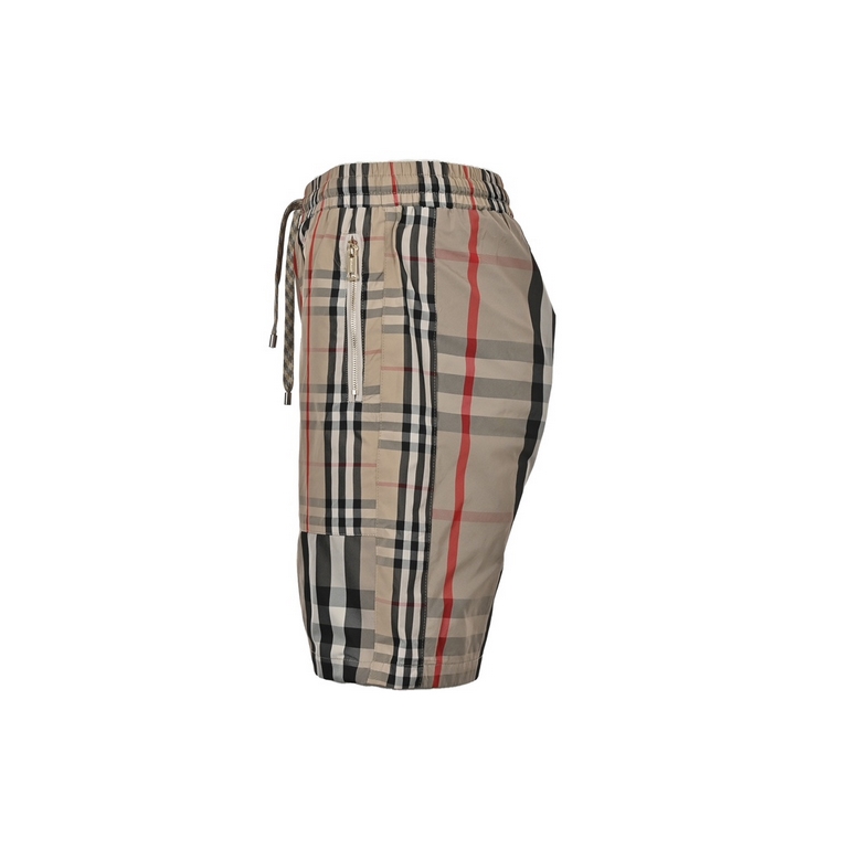 BurberryBurberry 23ss new spliced plaid beach shortsFabric original customized, functional twill fabric, ready-to-wear 100% positioning on the strip to the grid, very time-consuming waste, density feel and the original t