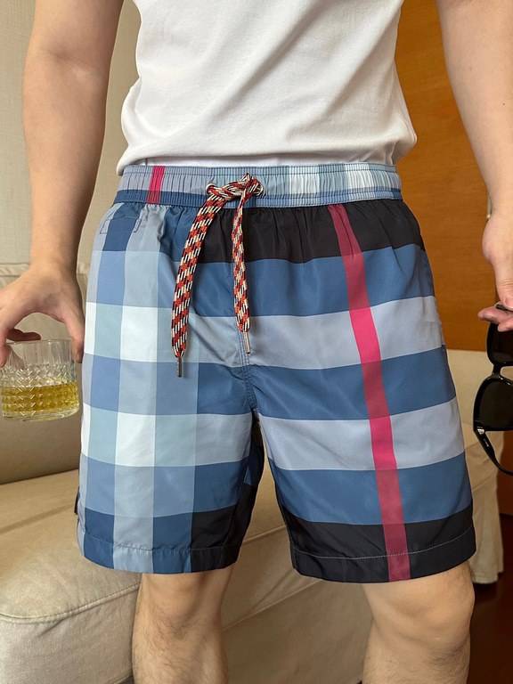 #BurberryBurberry Striped Plaid Beach Shorts On