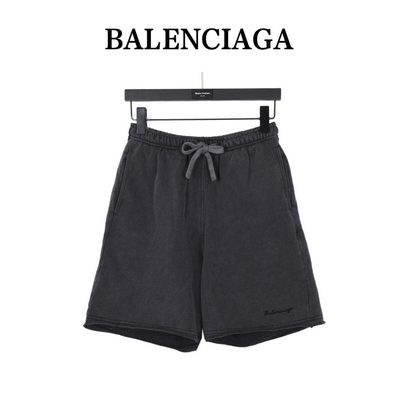 (Support put store)Balenciaga 23ss Signature Logo Embroidered Raw Edge Knit ShortsCasual thin versatile raw edge shorts this season must-haves.Come to a handsome sweatpants, comfortable and handy, can be said to be how t