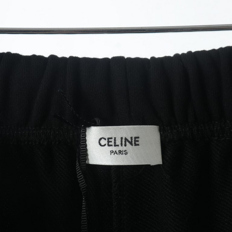 Celine Celine CE Basic Embroidered Letter Terry Destroyer Shorts#Higher version customizedMade of Conny brand linen gray yarn, custom woven 340g terry fabric (black dyed yarn), different from the cheap terry on the marke