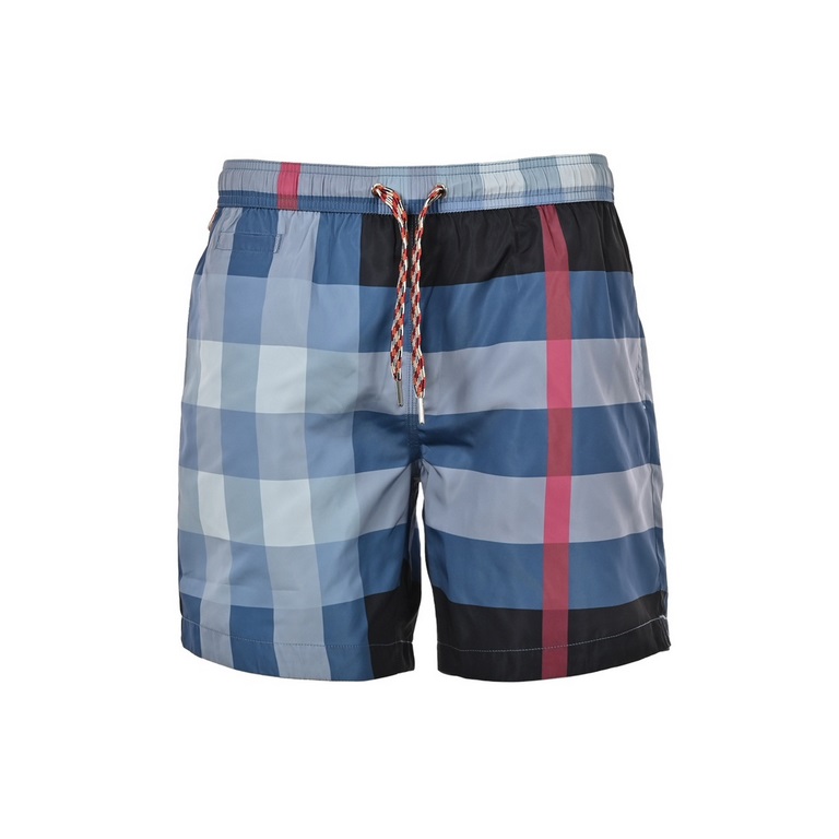 BurberryBurberry striped plaid beach shortsSummer channel limited beach shorts, custom striped fabric as the finishing touch of the entire pants, more personality senior, loose wide leg pants version, on the body in seco