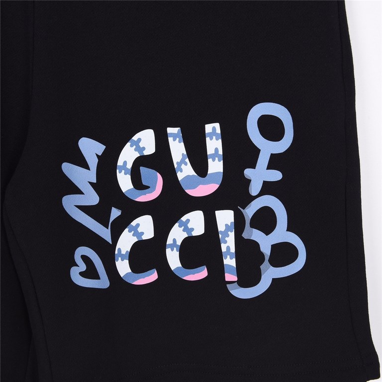 Gucci Gucci 23SS summer new girls symbols pattern Logo print shortsDigital spray painting Counter newCustomized 400 grams of the same vat-dyed cotton fabrics feel very comfortableThreaded fixed weaving and dyeing without