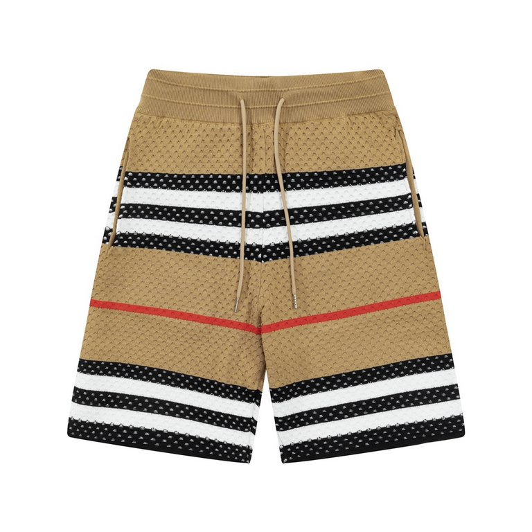 Burberry shorts BURBERRY Burberry Classic2023SS new knitted shorts, custom fabric using wafer fabric weaving, jacquard knitting process, version of the tight three-dimensional, 4-bar splicing, customized trouser rope har