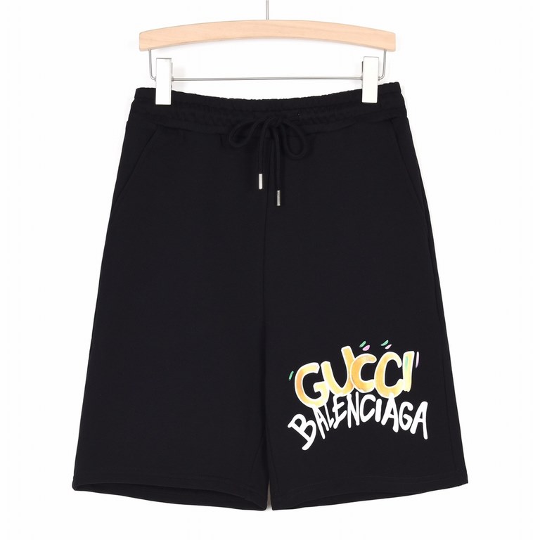 Gucci x Balenciaga colorful monogrammed shorts digital airbrushingCustomized 400 grams of the same vat-dyed cotton fabrics feel very comfortableThreaded fixed weaving and dyeing without color difference No pressure to ge