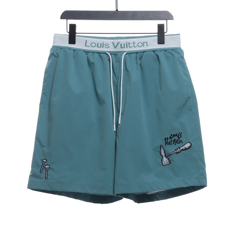 Louis vuitton louis vuitton lv 2023 hammer tool embroidered shorts greenWaist custom threaded lining mesh lining custom hardware, more personalized senior, loose wide-legged pants version, on the body in seconds into lon