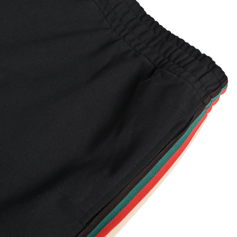 Gucci 23ss Side Square Label Webbing ShortsGucciGucci 23ss Square Label Side Ribbon ShortsCounter customized cotton fabric, super texture, soft and breathable, fashionable men's and women's casual shorts.Color blackalmon