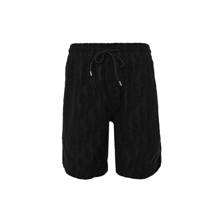 DiorDior 23ss full logo jacquard terry shorts23 new knitted shorts, customized fabric using wafer fabric weaving, jacquard knitting process.Version of the tight three-dimensional, customized pants rope hardware texture, 