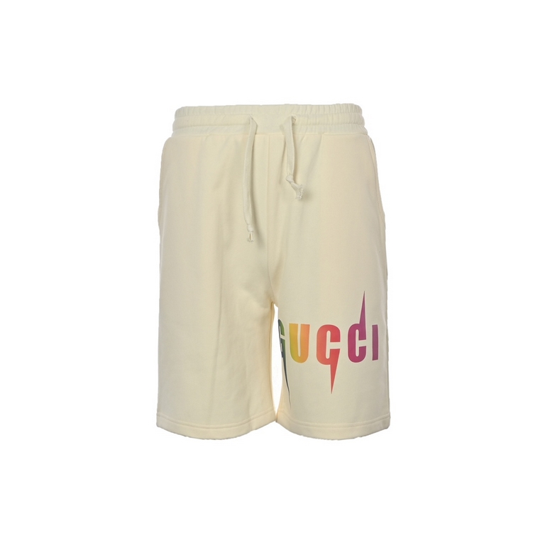 GucciGucci 23ss Rainbow Gradient Lightning Print ShortsThe fabric is made of 380g cotton terry fabric, ordering dyeing color after the whole etching hair processing, against the original version of the silky smooth super