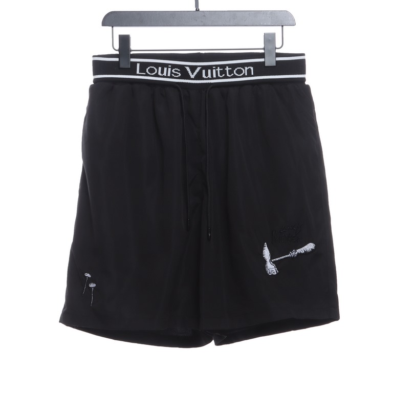 Louis vuitton louis vuitton lv 2023 hammer tool embroidered shorts blackWaist custom threaded lining mesh lining custom hardware, more personalized senior, loose wide-legged pants version, on the body into long legs, sof