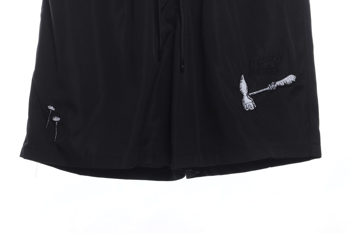 Louis vuitton louis vuitton lv 2023 hammer tool embroidered shorts blackWaist custom threaded lining mesh lining custom hardware, more personalized senior, loose wide-legged pants version, on the body into long legs, sof