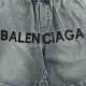 BalenciagaBalenciaga Embroidered Letter Denim ShortsHeavy wash treatment Back waist elastic design Front waist has an adjustable drawstring Accessories all customized Loose wide-legged pants version, on the body in secon