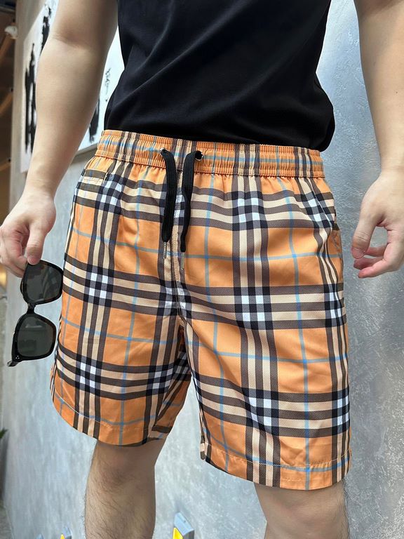 #BurberryBurberry Striped Plaid Beach Shorts On