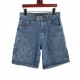 LouisVuitton Embossed Aged Denim ShortsMONOGRAM deconstructs denim workwear with an energetic sporty silhouette. Featuring a zipper that cinches the hood to the high neckline, front slash patch pockets and an elasticized