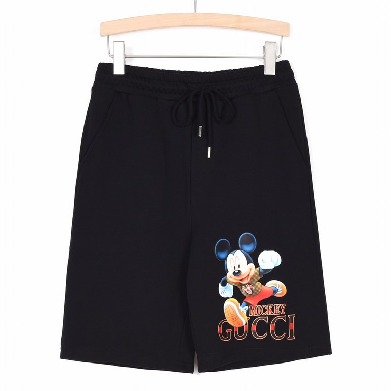 Gucci Gucci 23SS Summer New Cartoon Mickey Pattern Printed ShortsDigital airbrushCustomized 400 grams of the same cylinder dyed cotton fabrics feel very comfortableThreaded fixed weaving and dyeing without color differen