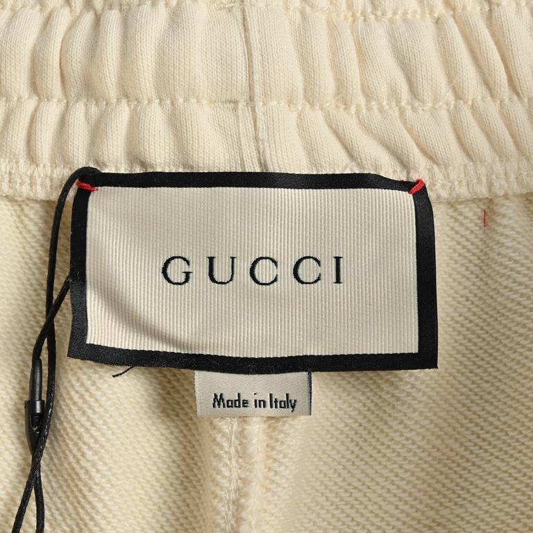 GucciGucci 23ss side square label webbing shortsCounter customized cotton fabric, super texture, soft and breathable, fashionable men's and women's casual shorts.Color blackalmondSizeS-XL