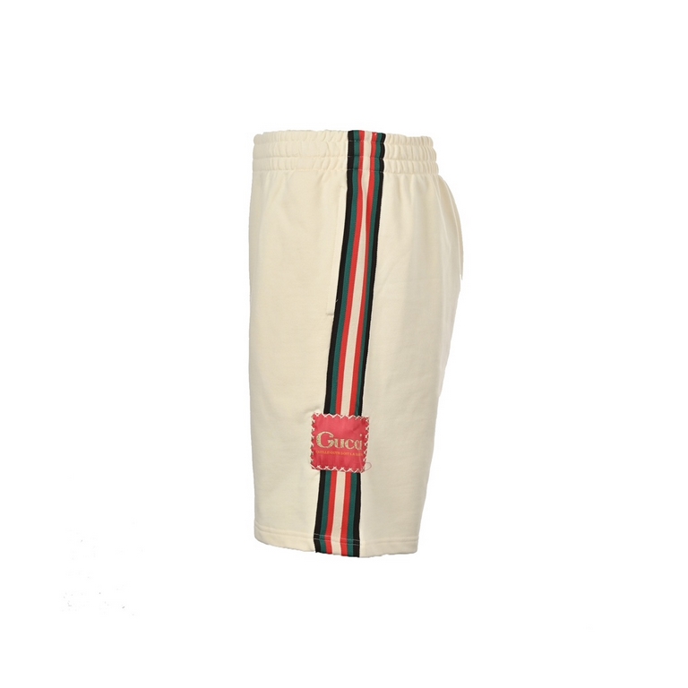 GucciGucci 23ss side square label webbing shortsCounter customized cotton fabric, super texture, soft and breathable, fashionable men's and women's casual shorts.Color blackalmondSizeS-XL