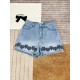 Chane 24s New Cutout Embroidered Denim ShortsCounter the latest models ~ with the original cloth bag full set of packaging, top quality! yb custom washed 100% cotton denim fabrics, looks like a plain jeans, but extremely