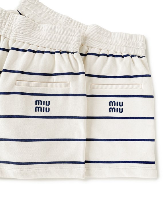 Miu Striped Shorts - Beige Detailed Shots