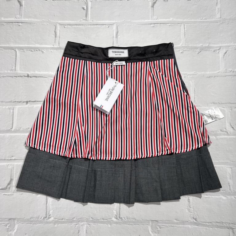 463 [high qualityWang Xinling same style short skirt! Tom Brown.TB classic color weave white four bar basic skirt Original customized high-end suit fabric Accessories 11 ZP development It's perfect a short skirt This sum