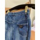 ◆The same as the original counter ◆◆Top quality replica ◆Prada Prada Triangle Label Split Denim SkirtUsing imported non-stretch denim fabrics, classic retro nostalgic wash color, double enzyme wash process grindstone, or