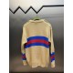 p400 Gucci Tapestry Blend SweaterCamel-colored wool and mohair blend with red and blue webbing inlaid jacquard craftsmanship, wool is a natural warm material with excellent warmth and comfort. The seahorse wool, on the o