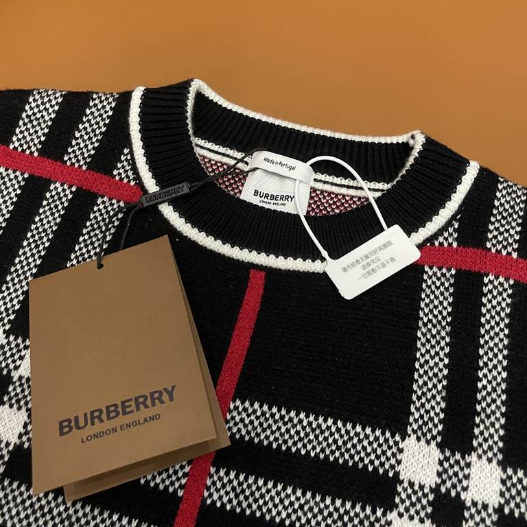 P230 (heavy weight high version)BURBERRY  Burberry 23ss new jacquard wool knit sweater sweater OS version   men's and women's same modelsThe whole garment 500 grams of heavy weight seconds market currencyThe wool is knit