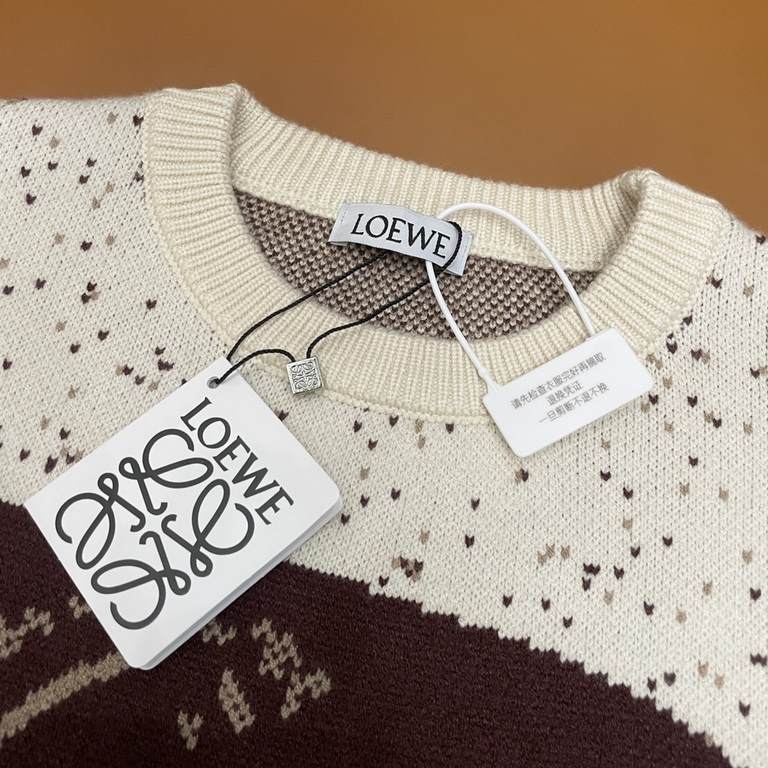 P230 (heavy weight high version)Loewe  Loewe 23ss new jacquard wool knit sweater sweater OS version   men's and women's same modelsThe whole garment 500 grams of heavy weight seconds market currencyThe wool is knitted us