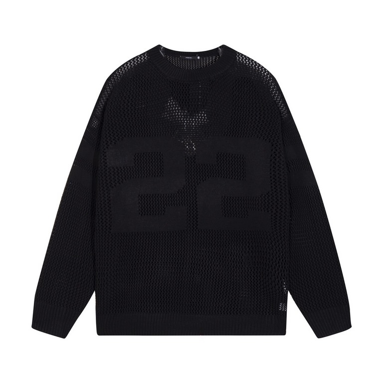 P275AMIRI 2024 new sweater front and back logo jacquard   body hollowing heavy craftsmanshipColor Black Pearl WhiteSize S M L XL XXL