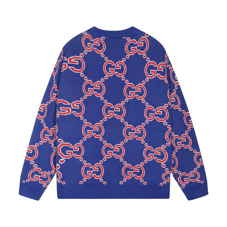 P285Gucci GUCCI Year of the Dragon limited edition all-over print jacquard crew neck sweaterColor BlueSize S M L XL XXL