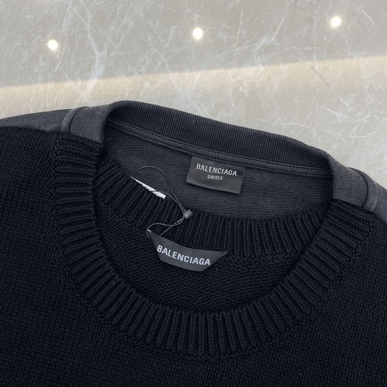 P418BalenciagBLCG Paris 23ss New Political Campaign Hybrid Cotton Terry Knit Sweater Men's 