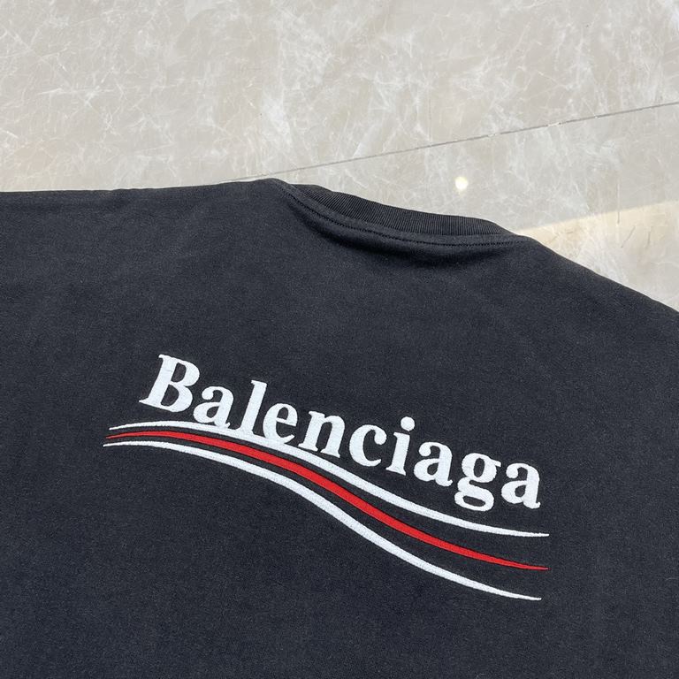 P418BalenciagBLCG Paris 23ss New Political Campaign Hybrid Cotton Terry Knit Sweater Men's 