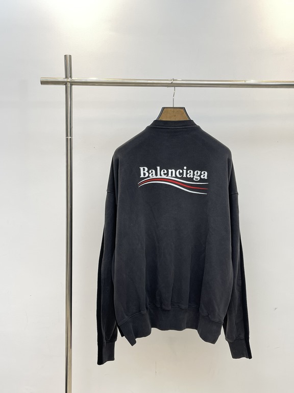 P418BalenciagBLCG Paris 23ss New Political Campaign Hybrid Cotton Terry Knit Sweater Men's 