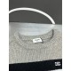 p395 Celine Gray Stripe Crew Neck Knit SweaterCollar, cuffs, hem, using ribbed shrink needle process, using 100% wool fabric, super comfortable and soft, close to wear a little bit do not feel tied, texture and comfort a