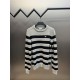 p395 Celine Gray Stripe Crew Neck Knit SweaterCollar, cuffs, hem, using ribbed shrink needle process, using 100% wool fabric, super comfortable and soft, close to wear a little bit do not feel tied, texture and comfort a