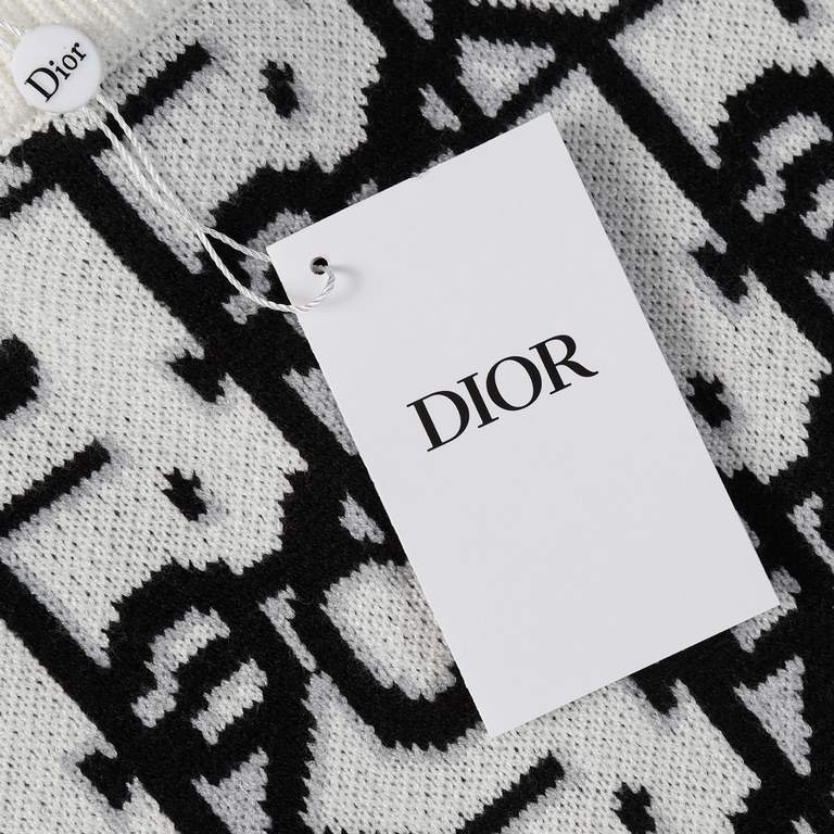 p265 Dior Dior Sweater Full Body Pattern Drop Shoulder Knit Loose OS Version7-needle imported knitting machine manufacturing mountain wool raw material yarn customer imported sweater fabric color fixed dyeing better anti