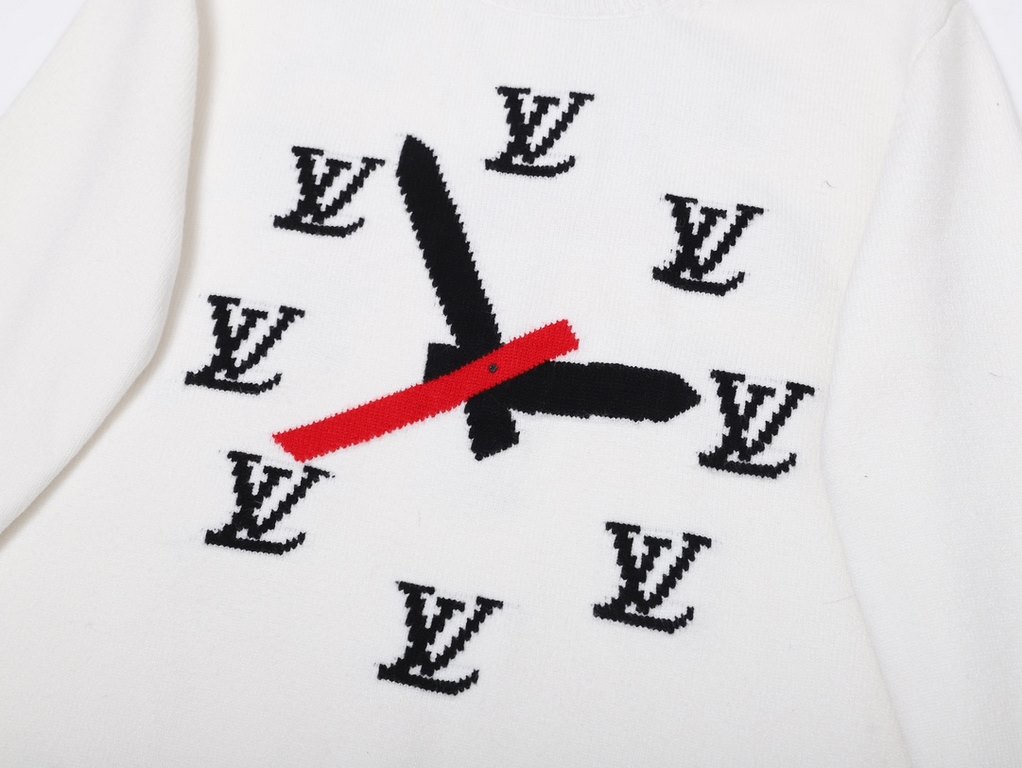 P2501v 2023 New This is a very low volume collection Clock Logo Sweater Clock Pattern Appliqué Pullover features an appliquéd clock pattern on the front and back of the classic 1v logo, and certified merino wool for a ri