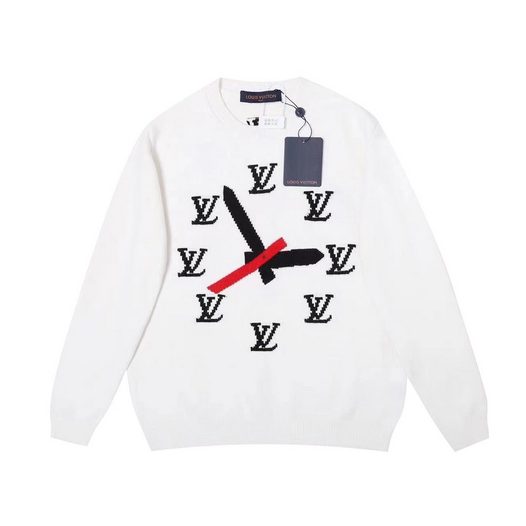 P2501v 2023 New This is a very low volume collection Clock Logo Sweater Clock Pattern Appliqué Pullover features an appliquéd clock pattern on the front and back of the classic 1v logo, and certified merino wool for a ri