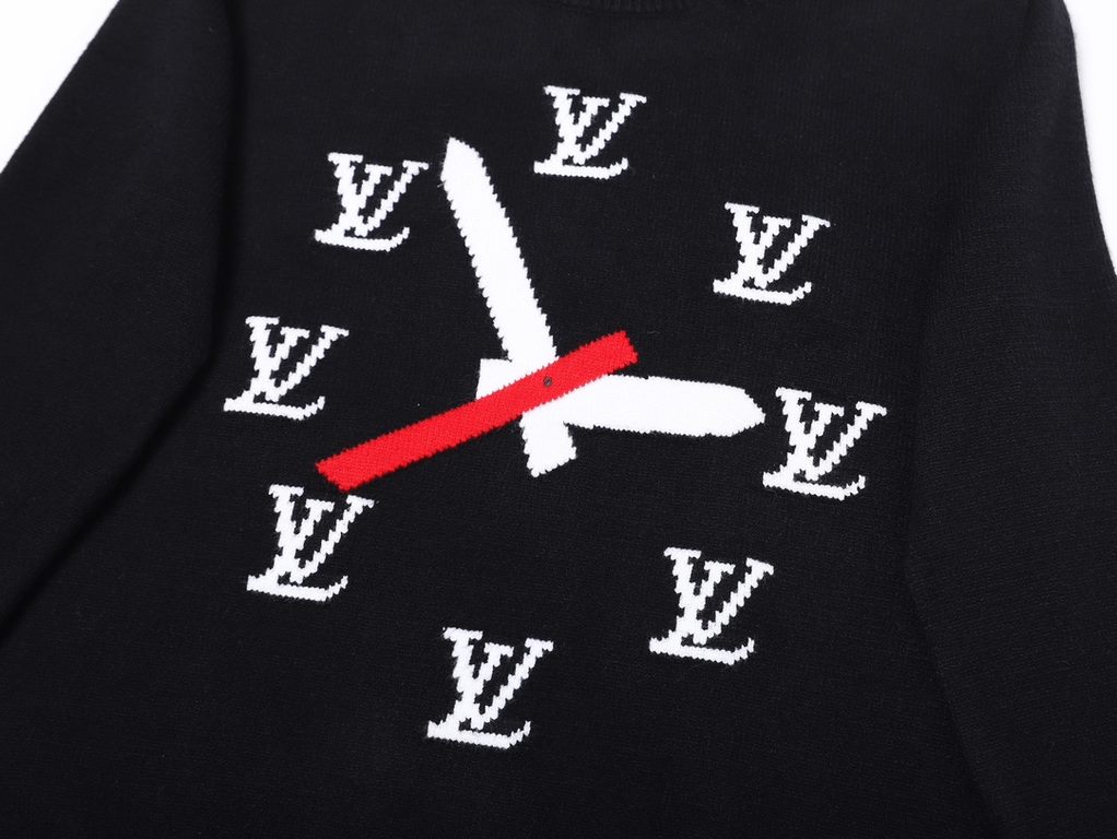 P2501v 2023 New This is a very low volume collection Clock Logo Sweater Clock Pattern Appliqué Pullover features an appliquéd clock pattern on the front and back of the classic 1v logo, and certified merino wool for a ri