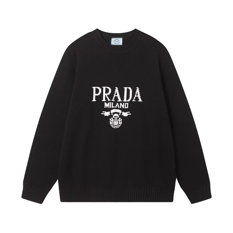 235PRADAPrada Letter Logo Jacquard Knit SweaterPopular classic models The entire selection of 85 cotton 10 cashmere 5 spandex as raw materials, 1  1 double thickened thread composition, 1  1 double thickened rib can play