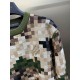 450 Lv Camo Mosaic Studded Embroidered Knit SweaterMade from 100% wool, this jacquard knit, wool-blend fabric is designed with a camouflage mosaic pattern on the body, the brand's English logo embroidered on the chest, t