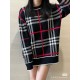 p265 Heavyweight high-grade BurberryBurberry classic plaid sweater knit sweater loose OS versionGuest imported sweater fabrics Mountain wool raw material yarn 7 needle imported knitting machine manufacturing color fixed 