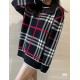 p265 Heavyweight high-grade BurberryBurberry classic plaid sweater knit sweater loose OS versionGuest imported sweater fabrics Mountain wool raw material yarn 7 needle imported knitting machine manufacturing color fixed 