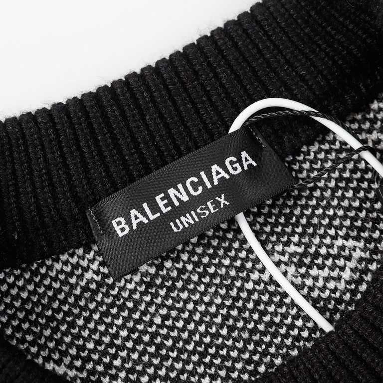 ￥230 (heavyweight high version)Balenciaga        Balenciaga 23ss new jacquard wool knit sweater OS fit  UnisexThe whole garment 500 grams of heavy weight seconds market currencyThe wool is knitted using 7 needle imported