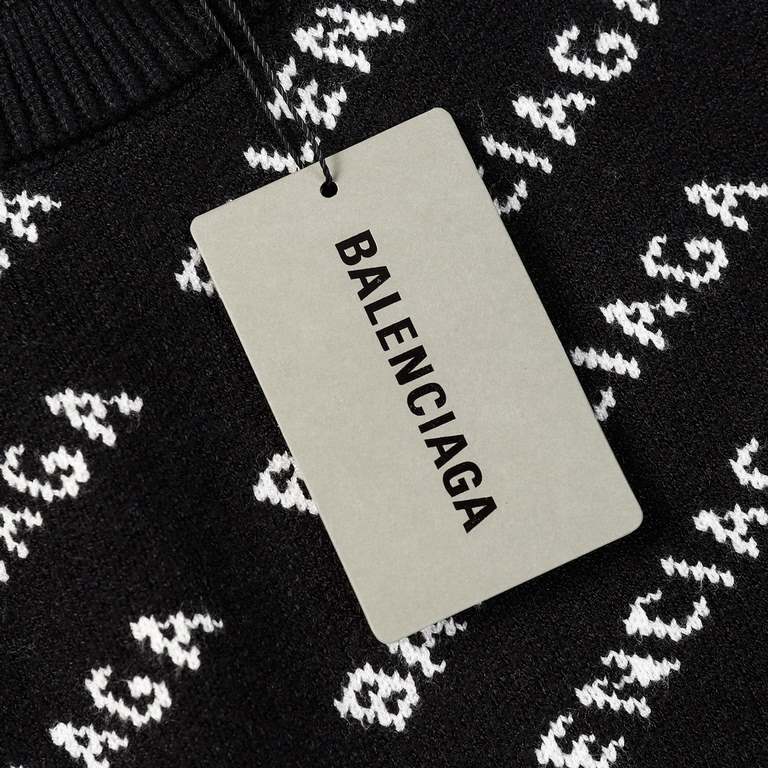 ￥230 (heavyweight high version)Balenciaga        Balenciaga 23ss new jacquard wool knit sweater OS fit  UnisexThe whole garment 500 grams of heavy weight seconds market currencyThe wool is knitted using 7 needle imported