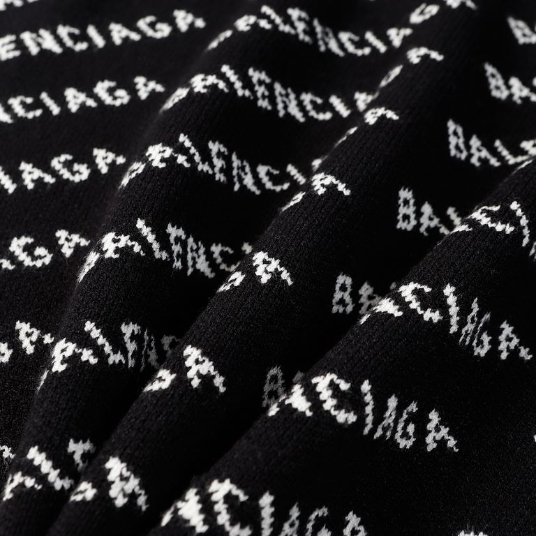 ￥230 (heavyweight high version)Balenciaga        Balenciaga 23ss new jacquard wool knit sweater OS fit  UnisexThe whole garment 500 grams of heavy weight seconds market currencyThe wool is knitted using 7 needle imported