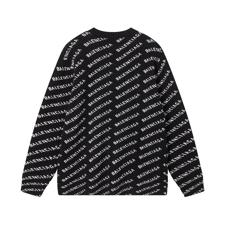 ￥230 (heavyweight high version)Balenciaga        Balenciaga 23ss new jacquard wool knit sweater OS fit  UnisexThe whole garment 500 grams of heavy weight seconds market currencyThe wool is knitted using 7 needle imported