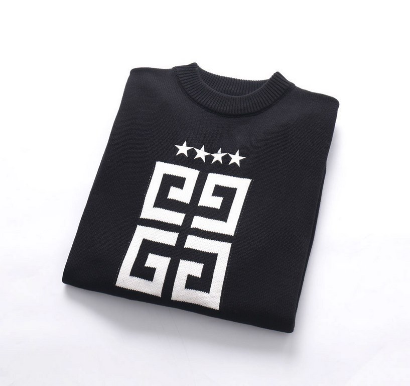 255Givenchy  Givenchy 23 sweater pentagram stars worn out do old sweaterThe use of Japanese Takari embroidery machine star embroidery letters Iogo round neck sweater using 3D high-density embroidery technology original c