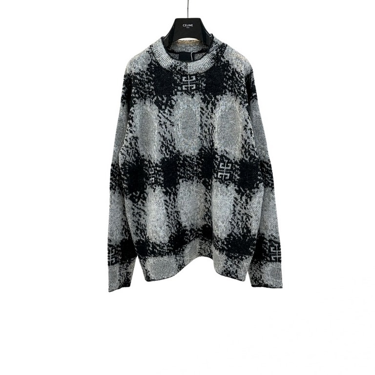 345 Givenchy Givenchy 4G Plaid Mohair SweaterSize SMLThis sweater is made of high content mohair containing 60% wool component wool color spinning and dyeing and the original version of no color difference wool washing u